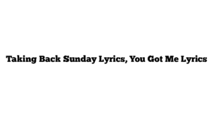  Taking Back Sunday Lyrics, You Got Me Lyrics